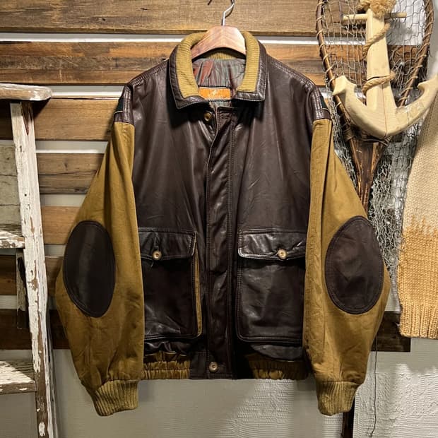 [2XL]90's Made in France 폴리레더 플라이트 자켓