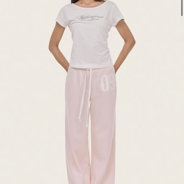 클리시어 09 넘버링 팬츠 핑크