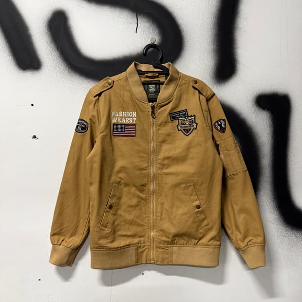 VTG 빈티지 자수 패치 디테일 코튼 집업 블루종 자켓