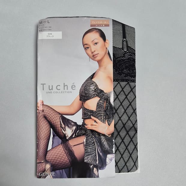 재팬 군제 Tuche 페이크 가터 블랙 다이아 패턴 팬티스타킹