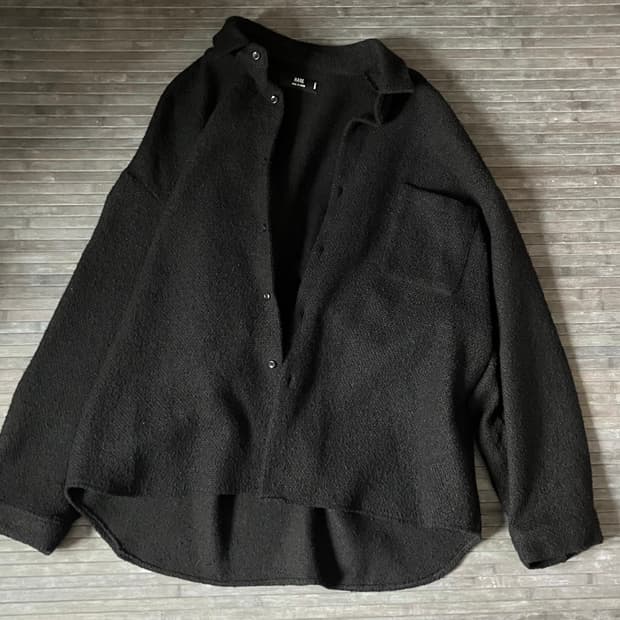 Overfit black wool shirts jacket