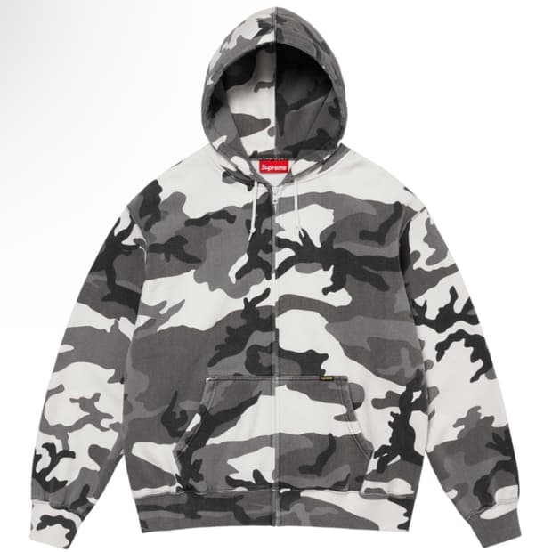 슈프림 워크 집업 후드 스웨트셔츠 스노우 카모 - 24FW