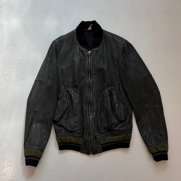 00s Diesel 블랙 레더 재킷