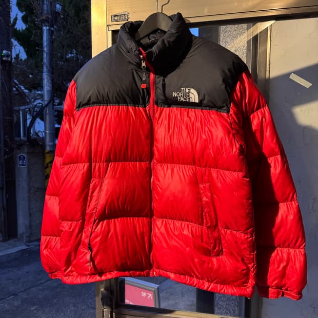 노스페이스 700 레드 눕시 다운 패딩 자켓 