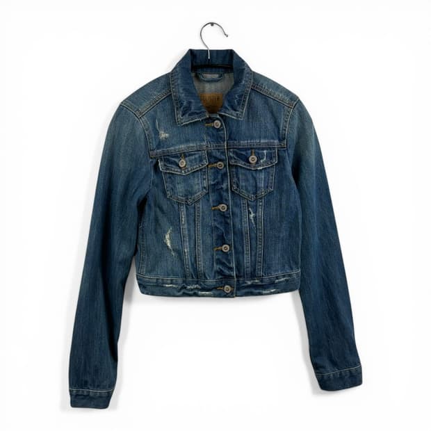 (S) 홀리스터 우먼스 데미지 트러커 데님 크롭 자켓