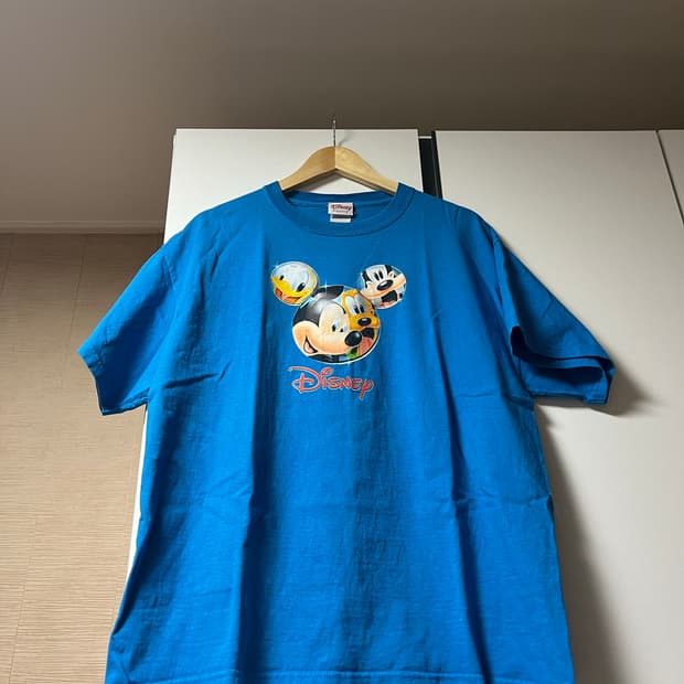[L] 디즈니 미키 마우스 반팔티셔츠 하늘색 스카이블루