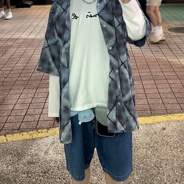 90s 사우스폴 레이온 반팔 셔츠 블루 L 한국제