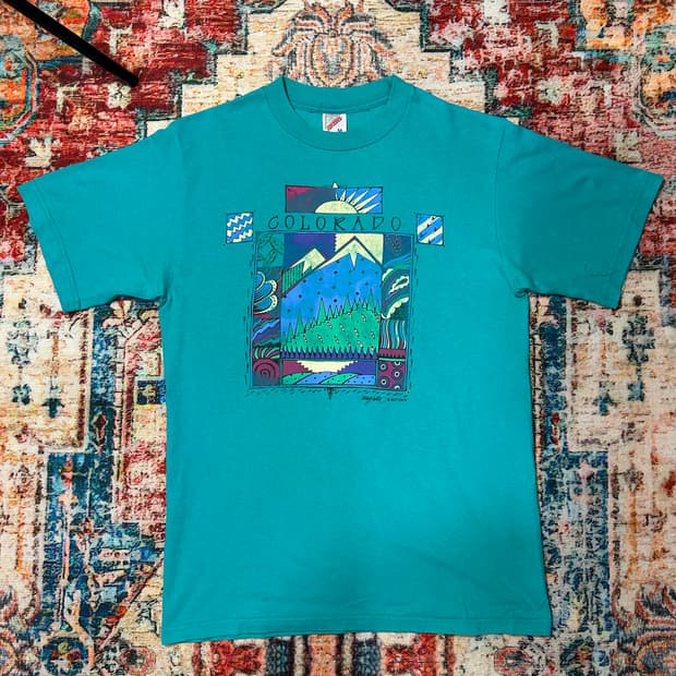 [M] 90s jerzees made in usa 낸시 홀터 프린팅 반팔