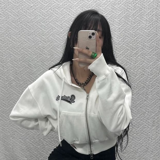 본투윈 올드스쿨 키치 빈티지 백로고 후드집업 F C08402