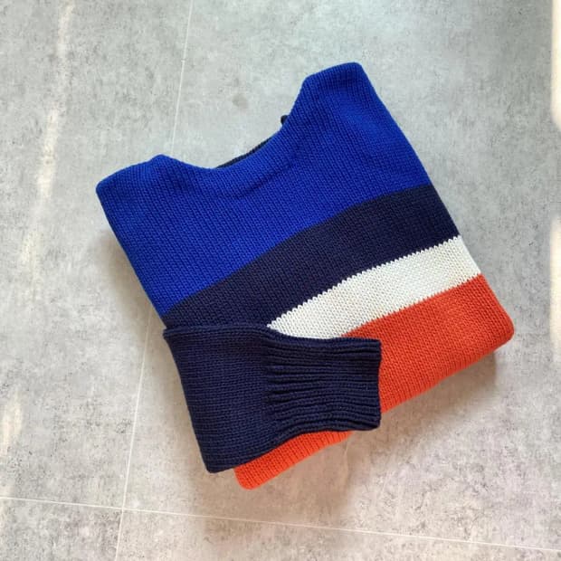 90's 폴로 랄프로렌 컬러 블럭 마린 스웨터 L(100)