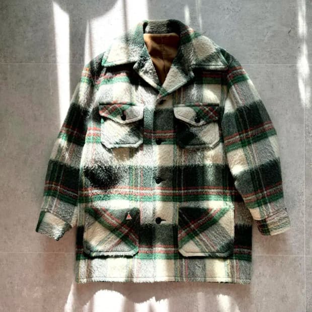 60's 빈티지 플레이드 체크 울 자켓 100사이즈