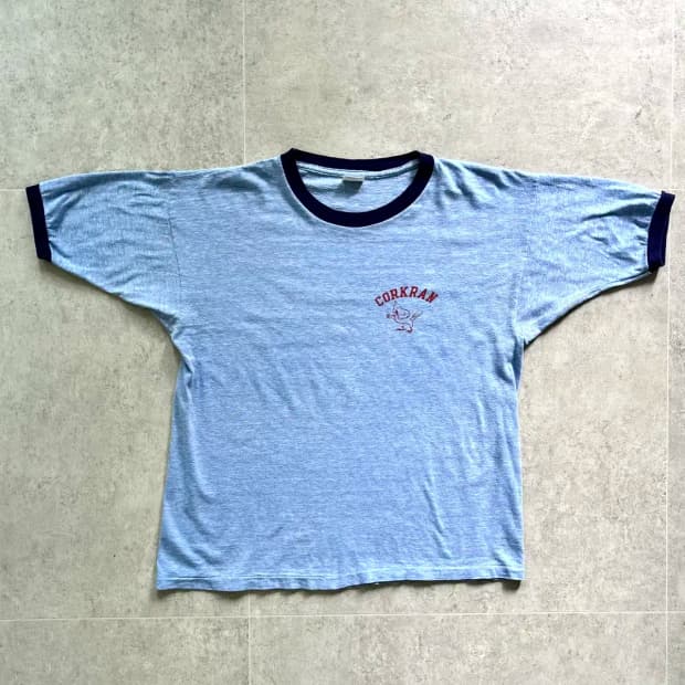 80's 챔피온 프린팅 링거 티셔츠 95~100