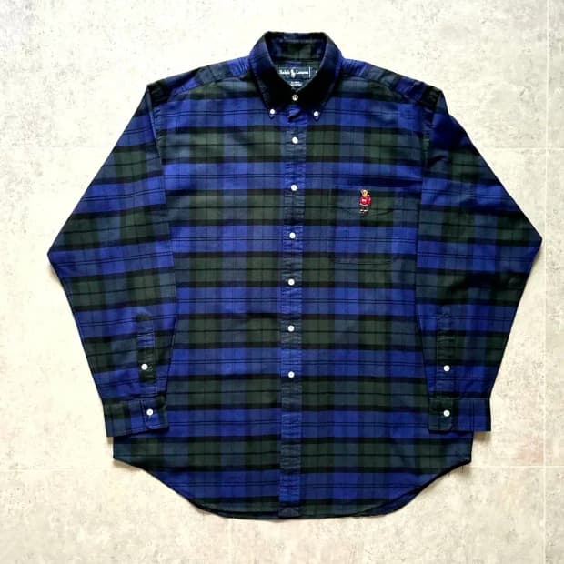 90's 폴로 랄프로렌 POLO BEAR 체크 셔츠 L(105~110)