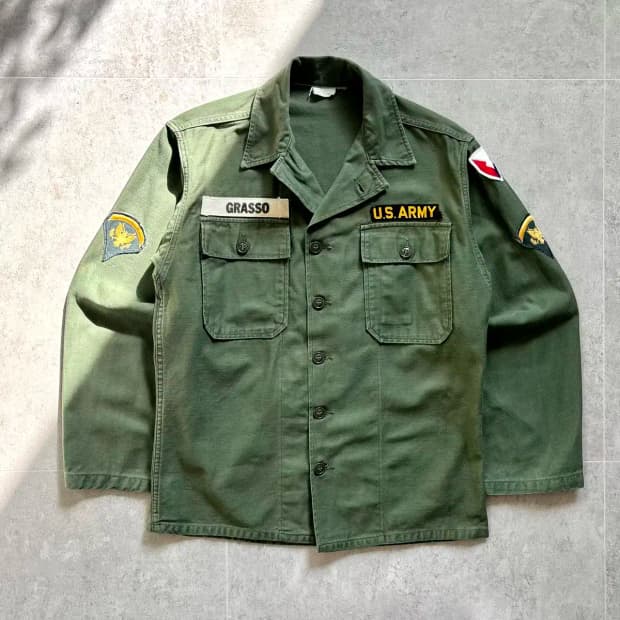 60's 미군 OG 107 퍼티그 셔츠 S(100) 전기형