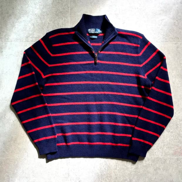 폴로 랄프로렌 1/4 Zip 풀오버 울 스웨터 XL