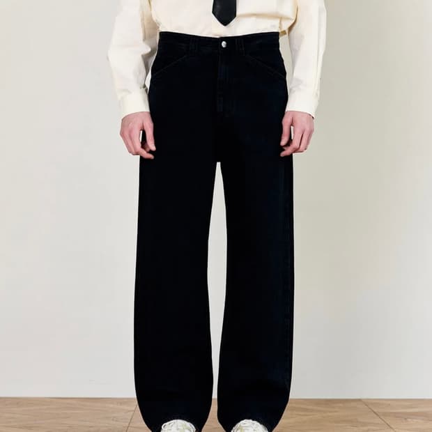 호이테 와이드 데님 팬츠 블랙 m