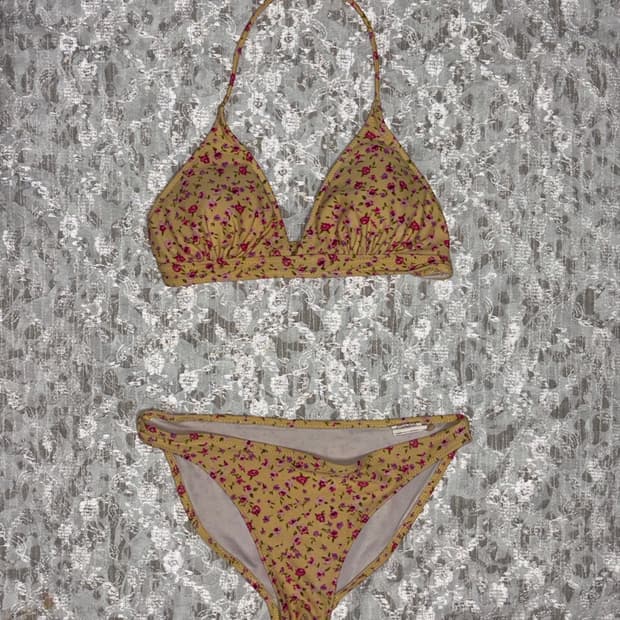 Yellow flower swim wear