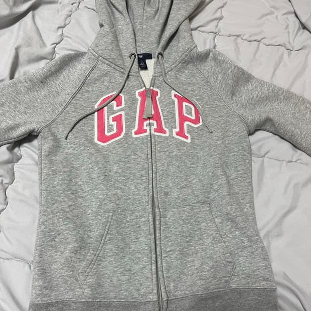 Gap 그레이 핑크 기모 후드집업