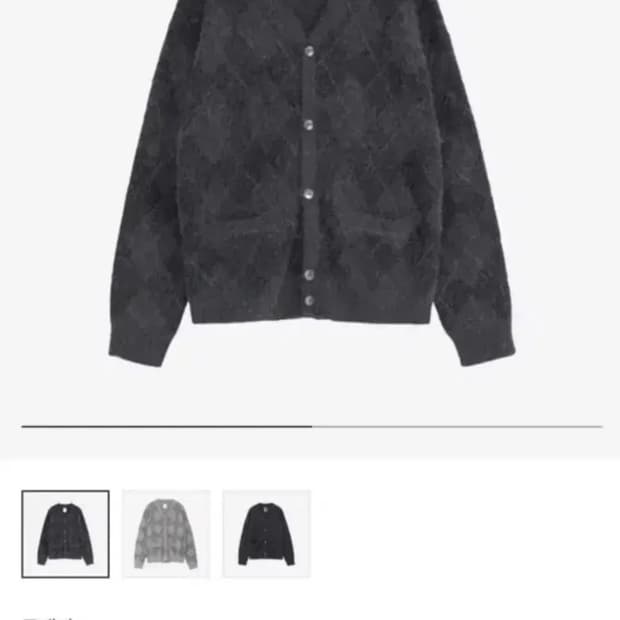[3]폴리테루 아가일 모헤어 가디건 차콜