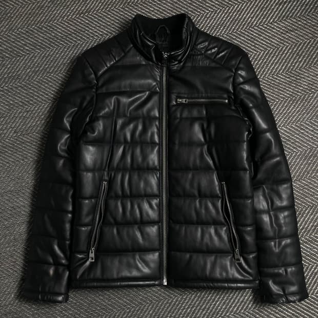 게스 패치 로고 퀄팅 패딩 자켓 블랙o 4825