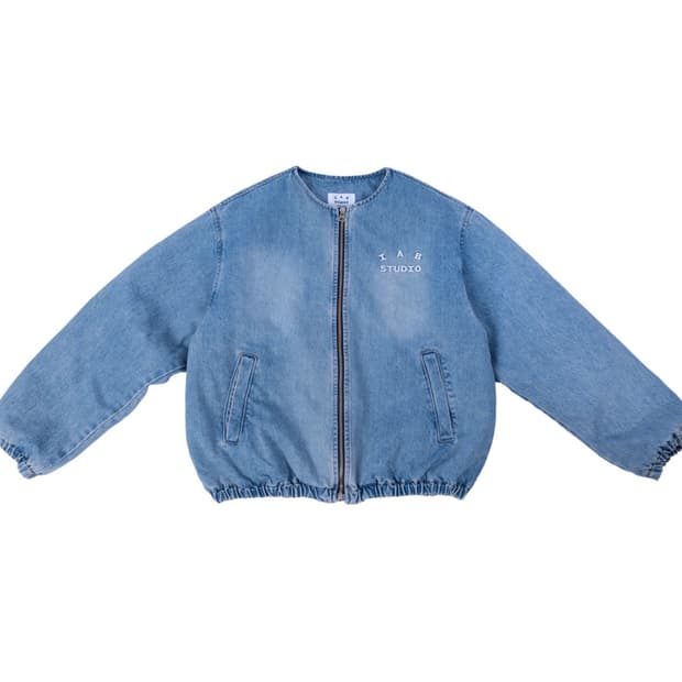 아이앱 스튜디오 아이앱 데님 봄버 자켓 블루