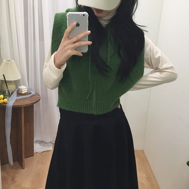 여성 빈티지 니트 조끼 후드집업 95