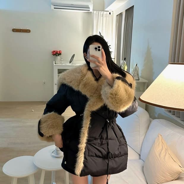 새상품 트리밍 패딩 점퍼