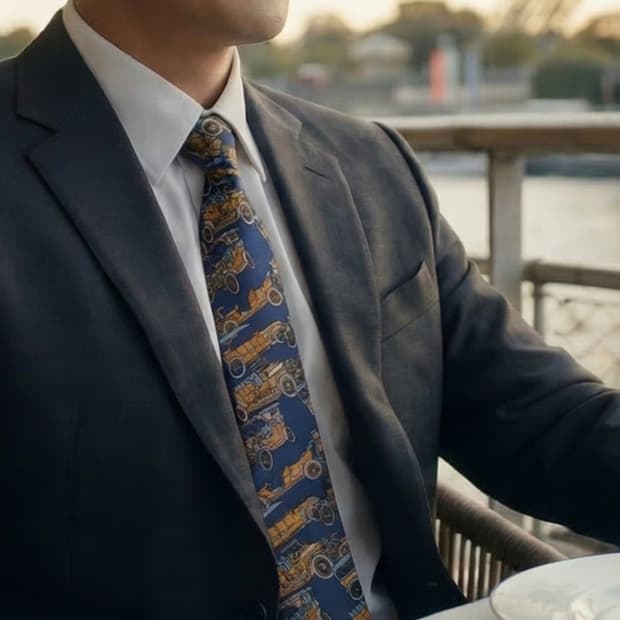 루치아노 소프라니 자동차 패턴 넥타이 9.4cm A+등급 K1764