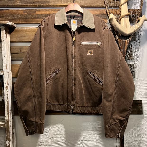 [L]칼하트 Made in USA J97 디트로이트 다크브라운 워크 자켓