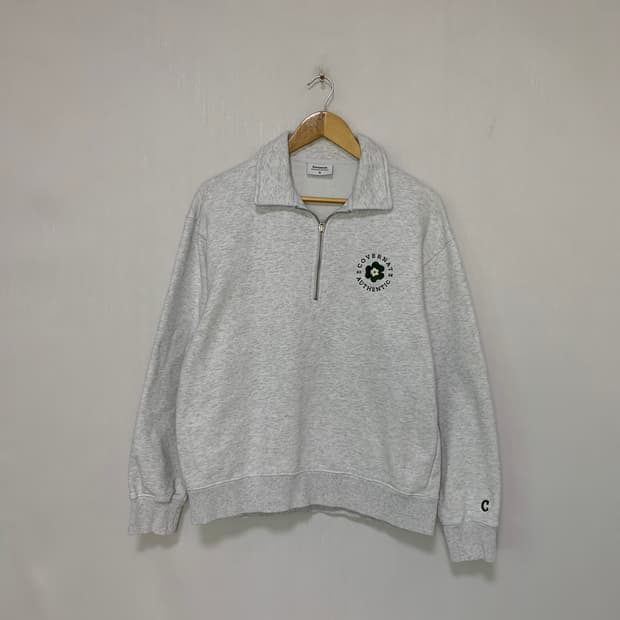 커버낫 하프집업 반집업 맨투맨 라이트 그레이 빈티지 남녀공용 M