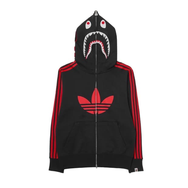베이프 L 아디다스 얼티밋 샤크 후드 블랙 KR Bape Adidas