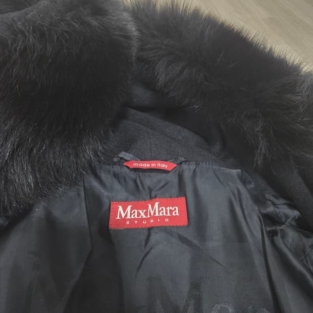 막스마라 스튜디오 블랙 폭스퍼 코트
