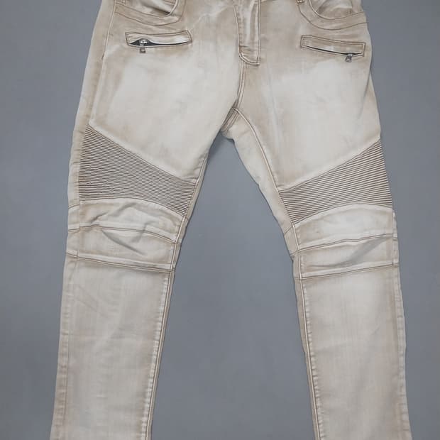 [36] 발망 워싱 베이지 바이커 치노 팬츠