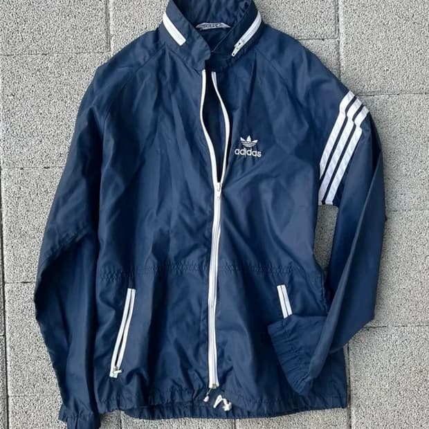 *rare* 1980s 아디다스 서독제 네이비 삼선 바람막이