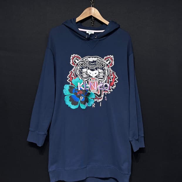 여성용 겐조 플라워 타이거 자수 후드 원피스