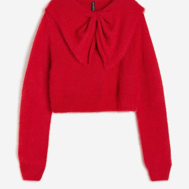 H&M 레드 리본 니트