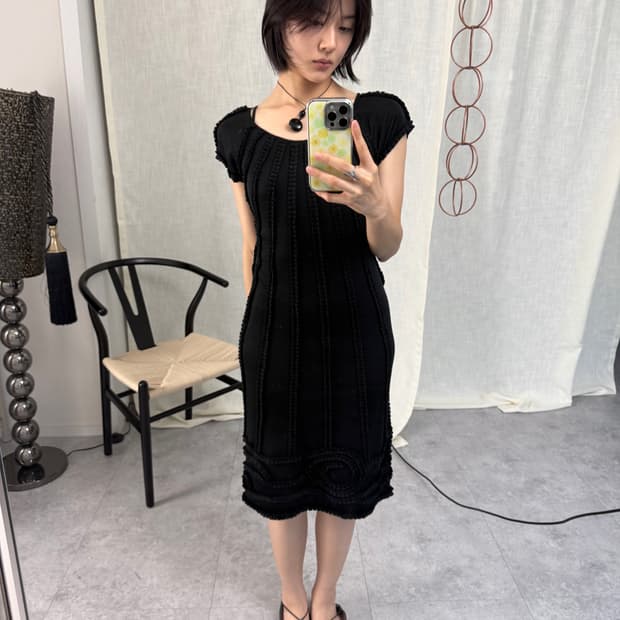 catherine malandrino 퓨어 실크 플리츠 러플 드레스