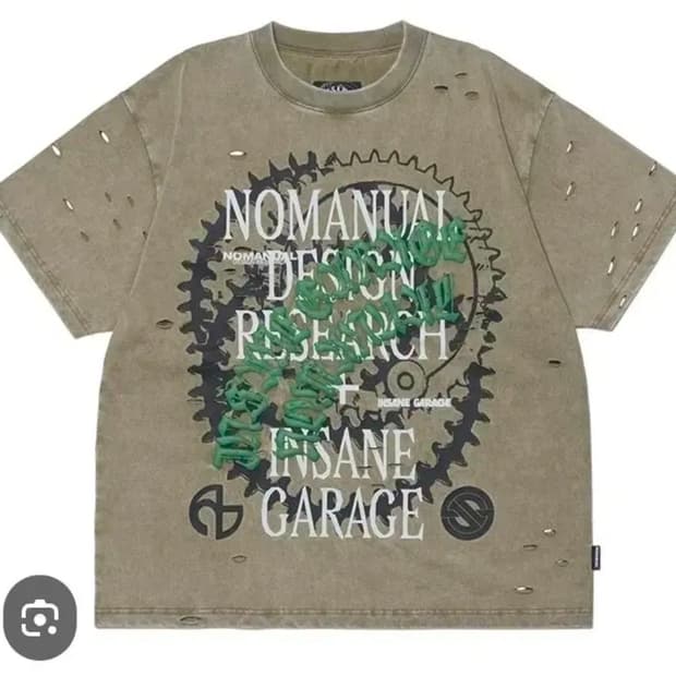 [2] 노매뉴얼 인세인개러지 데미지 워싱 티셔츠 카키