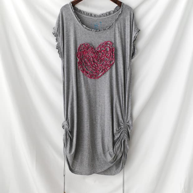 heart frill shirring one-piece