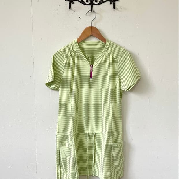 Japan vtg 엘로우그린 스트라이프 원피스