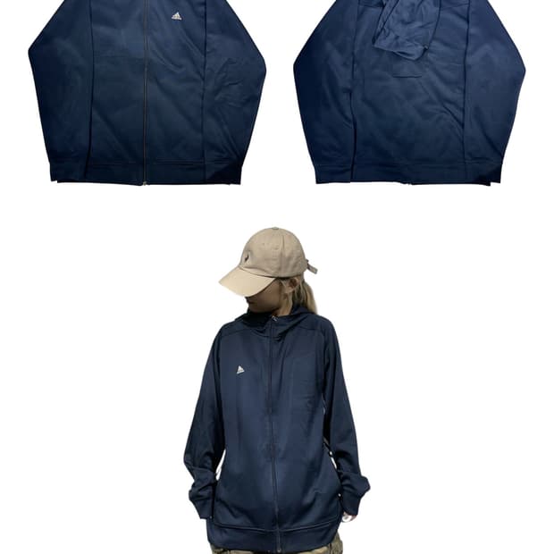 아디다스 네이비 후드 오버핏 트랙탑 져지 XL