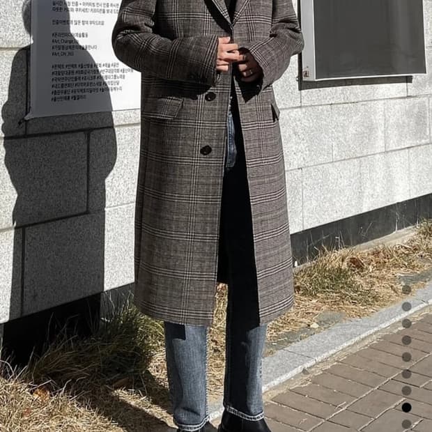 TONYWACK 토니웩 울캐시미어 크루도 체크 커팅 코트