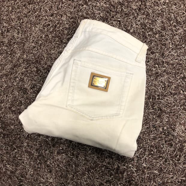 돌체엔가바나 여성 화이트 데님 팬츠