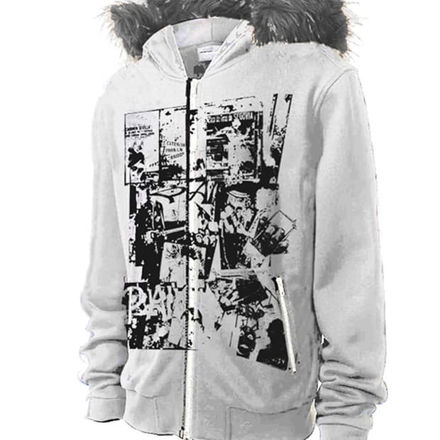 비엑세스 빈티지 프린트 퍼 후드집업