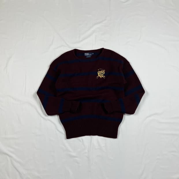 80’s 88년도 폴로랄프로렌 스크리블 로고 스트라이프 니트