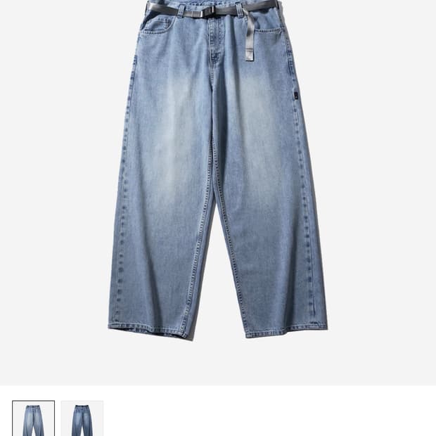 [SS25] Wide 6P Belted Denim Bleached