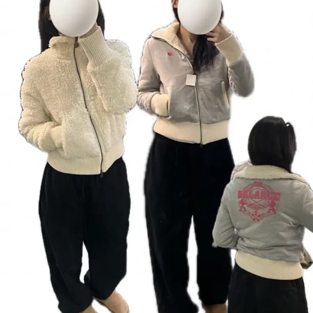 배디/스컬프터/나체 st 하이넥 양면 부클 반크롭 집업. 퍼자켓