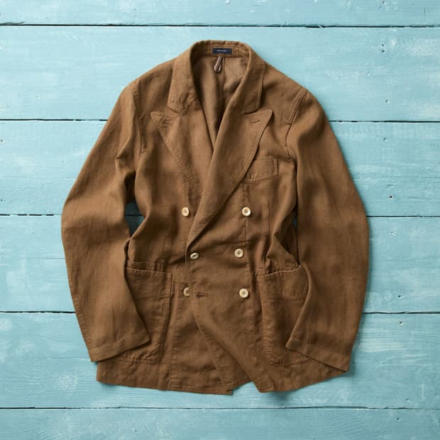 드레익스 Brown Linen Gabardine Games Blazer