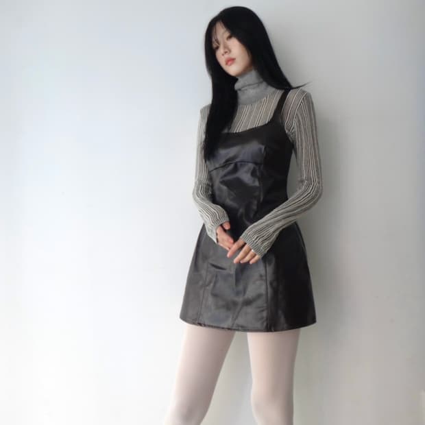 Rib pattern sheer turtle top