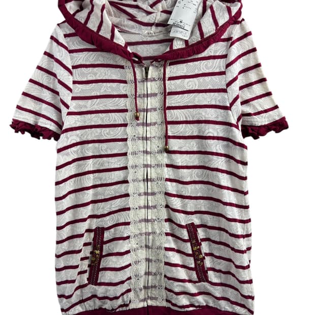 엑시즈팜 레드 스트라이프 레드 후드집업1558